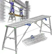Adjustable Scaffolding Equipment Work Platform,Multipurpose Work Platform Scaffold Tower Ladder Stool Bench for Home Improvement, Washing Vehicles, Maintenance Work (Size : 200cm)