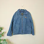 WRANGLER 藍哥 復古翻領菱格縫線牛仔外套 藍 M 二手衣 保存良好