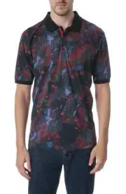 Robert Graham L143923 Mens Black Flame Polo Size X-Large