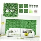 Grass Wall Panels, 20"x20"（6pcs） Artificial Grass Wall Panel with 100 Zip