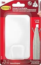 Command Utility Hook, X-Large for Heavyweight - 1 Hook in White and 3 Adhesive Strips for Indoor and Other Items up to 6.8 kg - No Nails, No Holes, No Drilling