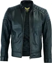 [Leatherick] Men Leather Jacket, Real Leather Jacket lambskin Biker Style Jacket