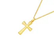 9ct Gold Polish Tapred Border Cross Pendant