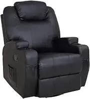 Massage Sofa Chair Recliner 360 Degree Swivel Premium PU Leather Lounge 8 Point Heated - High-Resilience, High-Quality Sponge Padding, Sturdy Steel Base, Adjustable Back and Leg Rest