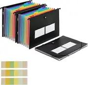3 Pack Hanging Organizer File Folders, Large Capacity 7 Pockets Accordion Organizer Expandable File Folder with Multi-Color Tabs,Hanging File Organizer File Folders for Filing Cabinet File Storage