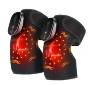 Heating Knee Massage Pad Protection Vibration Red Light Vibrador Joint Pain Relief Instrument Swelling Arthritis Leg Elbow Black 2PCs