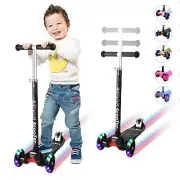 Scooter for Kids,3 Wheels Scooter,Kids Scooter 4 Adjustable Height,Lean to Steer