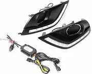 LED DRL Daytime Running Light Front Fog Lamps with Turn Signal Assembly Accessories Compatible With Nissan Sunny/Versa 2014 2015 2016
