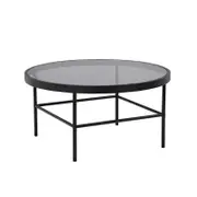 Modern Furniture CASHEL Round Coffee Table 80cm - Smoke & Black