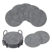 12Pcs Drink Coasters with Holder, 4"x4" Dual Sided Round Coasters, Dark Grey