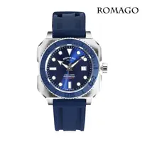 在飛比找蝦皮商城優惠-ROMAGO | 瑞士原廠平輸手錶 專業潛水錶 方中帶圓 銀