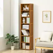16"Bamboo 7-Tier [ADJUSTABLE SHELF] Book Storage Rack Open Shelving Display Case
