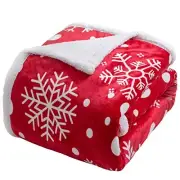 Sherpa Fleece Bed Blanket Size,Christmas Super Soft Fuzzy King Red Snowflake