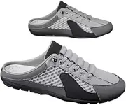 [Geerta] Backless Tennis Shoes for Men Wide Mule Sneakers Slip on House Slippers Platform Lace Up Mesh Breathable Lightweight Casual Walking Slides Office Business Casual Sport Shoes Running Travel Driving