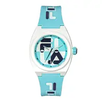 在飛比找PChome24h購物優惠-【FILA 斐樂】撞色拼接LOGO造型手錶-活潑藍/38-1