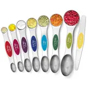 Set of 8 Magnetic Measuring Spoons Double Headed Kitchen Teaspoon for Dry Liquid
