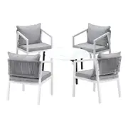 Livsip Outdoor Patio Setting 5PCS Furniture Lounge Set White 70cm Coffee Table