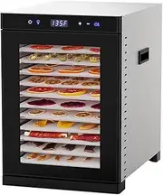 Stainless Steel Food Dehydrator, Dehydrator Food Dyer 24H Adjustable Timer & 35-80℃ Temperature Control, Commercial Dehydrator Fruits with Led Touch Panel & Visible Window, for Meat Veg Fruits