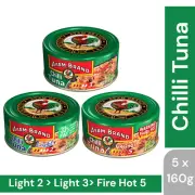 Ayam Brand Tuna Chilli Canned Food Preserved Camping Food Hot & Spicy (5 x 160g)