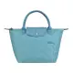 【LONGCHAMP】 LE PLIAGE GREEN刺繡LOGO再生尼龍摺疊款短把拉鍊手提包(小/雷雨藍x霧藍)#新春精品