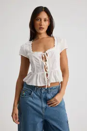 [Factorie] Factorie - Sage Tie Front Top - White XL WHITE