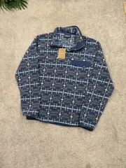 Patagonia Synchilla Snap T Fleece Mens Small Aztec Patchwork Blue NWT $139.00