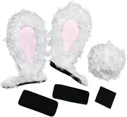 Mqetly Bicycle Helmet Bunny Ears Helmet Decoration with Tail Plush Ears Cute for Adults Helmet Accessories for Skating Biking, White
