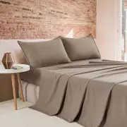 Cleverpolly Vintage Washed Microfibre Quilt Cover Set - Truffle - Queen