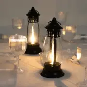 4 Vintage 10" BLACK Battery-Operated Metal LED Lanterns Wedding Party Events