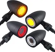 FATECIM 4X Motorcycle 40 LED Bullet Tail Lights Turn Signals Running Brake Stop Lights Motorbike Taillights Rear Front Blinkers Indicators for Bobber Harley Honda Yamaha Suzuki Kawasaki Chopper Black