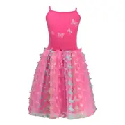 Rainbow Butterfly Dress Hot Pink Size 3-4