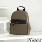 KINAZ 牛皮拼接多層輕量防潑水尼龍手提後背包-大地濃褐-輕甜漫遊系列