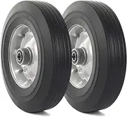 (2-Pack) 10" x 2.5" Flat Free Solid Rubber Replacement Tires - Flat-Free Tire and Wheel for Hand Trucks and Wheelbarrows with 5/8" Axles