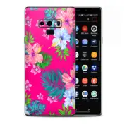 Skins Decal Wrap for Samsung Note 9 - Pink Neon Hibiscus Flowers