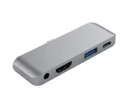 USB C Hub 60W PD Charging to HDMI USB 3.0 Adapter Type-C Phone with Earphone Data Jack - 4-in-1 Silver