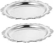 DINHEAROM Metal Jewelry Trays 2pcs Vintage Snack Plate Decorative Organizer Trays for Home Party and Bathroom
