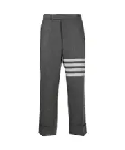 Thom Browne 4-Bar Stripe Detailed Flannel Trousers 1,2,3,4,5 medium gray