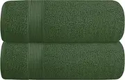 Belizzi Home Cotton 2 Pack Oversized Bath Towel Set 28x55 inches, Large Bath Towels, Ultra Absorbant Compact Quickdry & Lightweight Towel, Ideal for Gym Travel Camp Pool - Olive Green