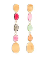 Marco Bicego 18K Yellow Gold Lunaria Tourmaline Multicolor Tourmaline Long Drop Earrings