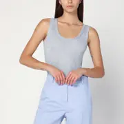 [Max Mara Studio] Top lurex tank top in silver XS Grey