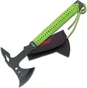 MTech USA MT-AXE8G Camping Axe, Black Stainless Steel, Green Cord Wrapped Handle, 15-Inch Overall