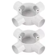2Pcs PVC Conduit Box Junction Box 4 Way 25mm M4 x 0.7 for Electronic Project
