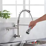 入牆式彈簧水龍頭單冷廚房多功能萬能旋轉雙出水抽拉式水龍頭