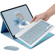 Bluetooth Wireless Keyboard Case Cover With Mouse For iPad 11 (A16) 2025 And 10th 10.9(2022)-Blue