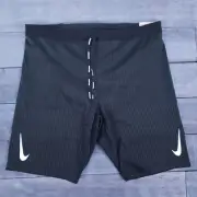 NIKE Aeroswift ADV 1/2 Tights Running Shorts Mens Size LARGE Black White