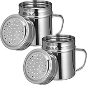 LALADEFIEE 2pcs Stainless Steel Condiment Shaker with Oversized Handle Effortless Filling and Dishwasher Safe for Home Cafe and Restaurant Use