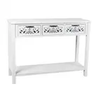 White Wash Wooden Console Table with 3 Drawers 112cm