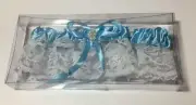 Wedding Bride Stretch Light BLUE GARTER SATIN, LACE, RIBBON & PEARL FLORAL NEW