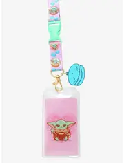 Star Wars The Mandalorian Grogu Macarons Lanyard - New, With Cardholder & Charm