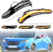 2pcs LED Turn Signal Lights Left + Right Side Mirror Indicators with Dynamic Function Compatible with PEU-GEOT 208 2008 CITR-OEN C3 C4 Ca-ctus O-pel Cor-sa F
